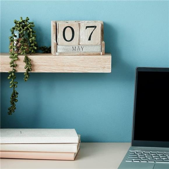 Wooden Perpetual Block Calendar for Desk, Wood Month Date Display Blocks - Picture 5 of 6